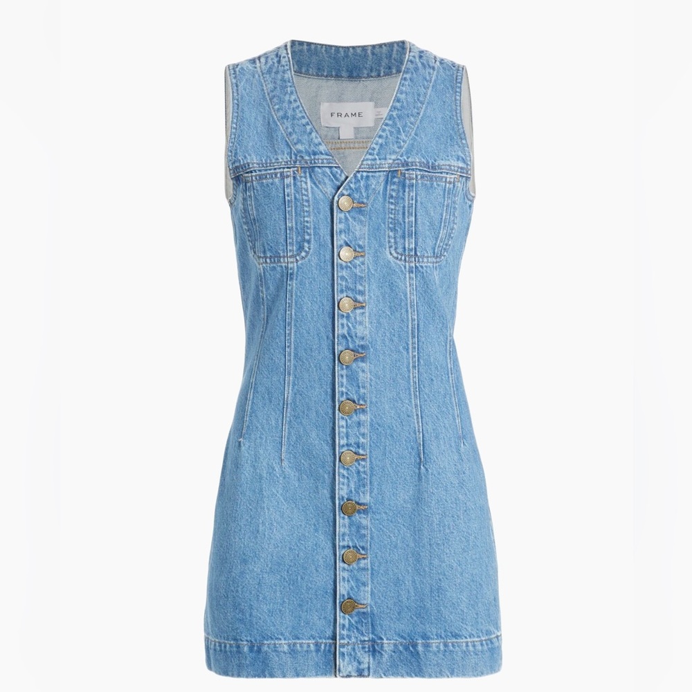 Frame Denim Blue Button-Down Dress